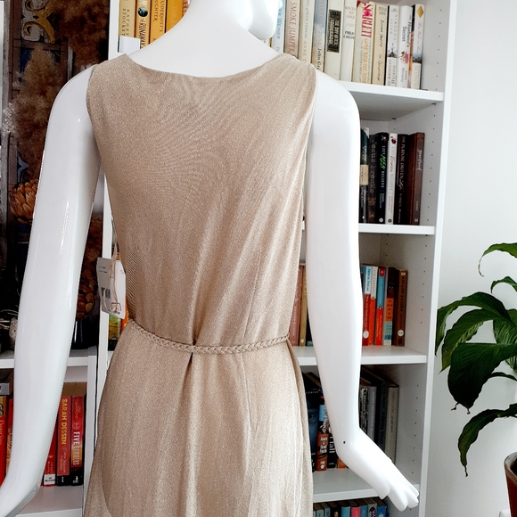 NWT Liz Claiborne Gold Shimmer Asymmetric Dress P6474 - Picture 5 of 9